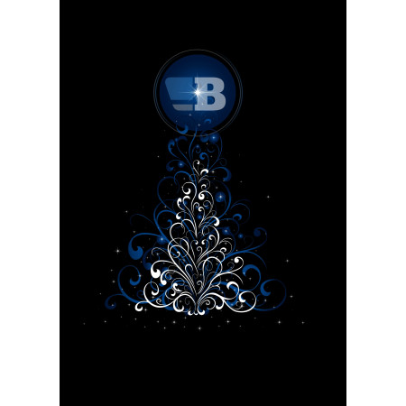 Blue Tree Xmas card - custom message