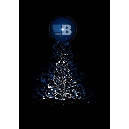 Blue Tree Xmas card - custom message