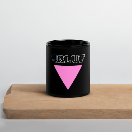 BLUF pink triangle glossy mug