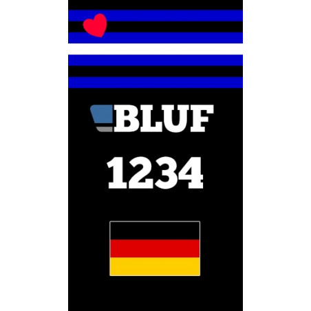 "Leather Pride" sliders with BLUF number and country flag
